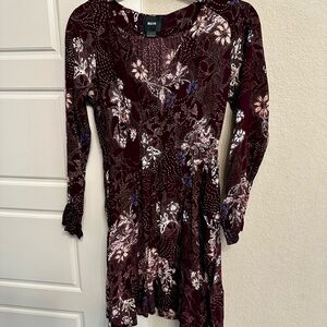 Maeve Burgundy Floral Long Sleeve Dress from Anthropologie.